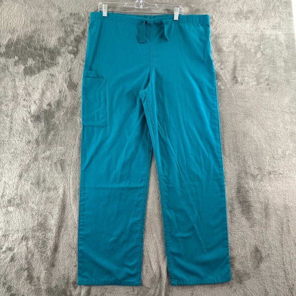 Cherokee‎ 4100 Cargo Drawstring Scrub Pants S Unisex Teal Blue 30" Inseam